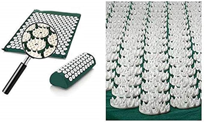 Discover the Volwco Acupressure Mat and Pillow Set, designed for relieving back and neck pain, and offering a yoga spike cushion massager experience. This Shakti mat set includes a convenient carry bag for easy storage and travel.