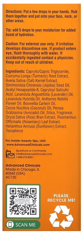 Advanced Clinicals Turmeric Oil, Ideal for Problem Skin, 1.8 fl oz (53 ml)