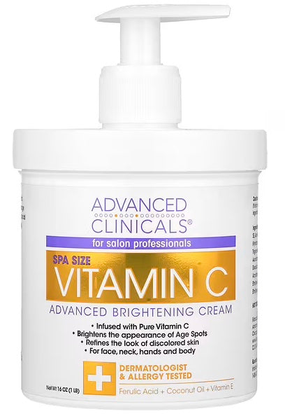Advanced Clinicals Vitamin C Advanced Brightening Cream, 16 oz