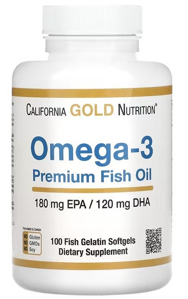 California Gold Nutrition Omega-3 Premium Fish Oil – 100 Fish Gelatin Softgels