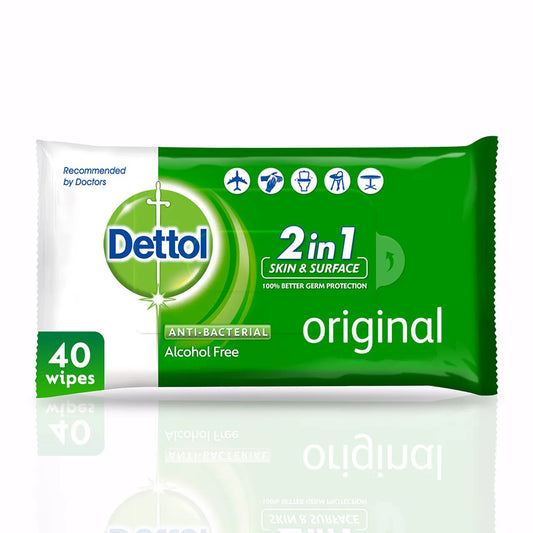 Dettol - Original Anti-Bacterial Multi-Use Wipes (40 Wipes)