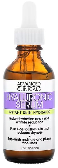 Introducing Advanced Clinicals Instant Skin Hydrator Hyaluronic Serum, available in a 1.75 fl oz (52 ml) bottle.