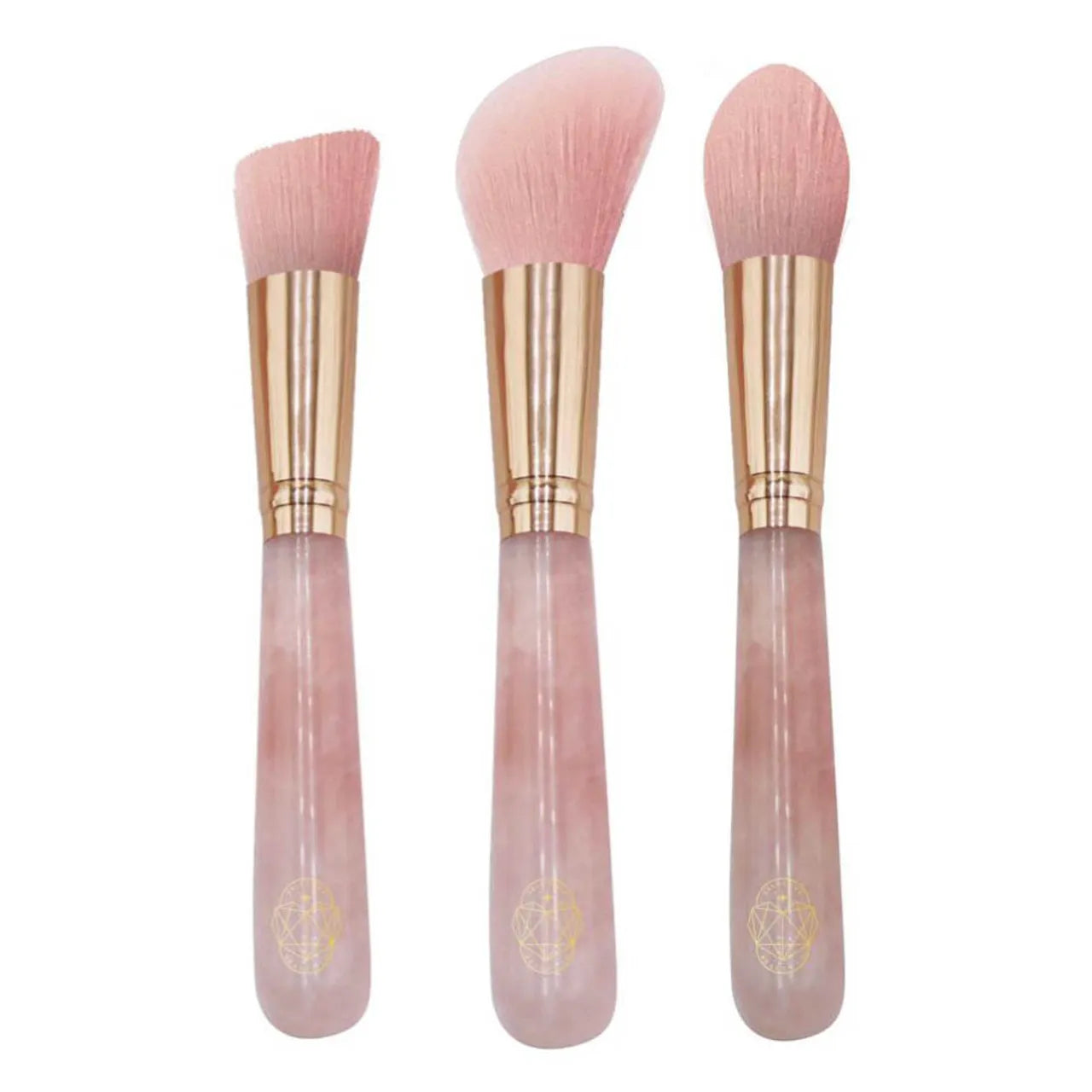 Self Love Beauty - Crystal Rose Quartz Brushes (Set of 3) in Pink