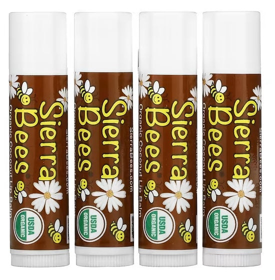 Sibelle, Organic Lip Balms, Coconut, 4 Pack, 0.15 oz (4.25 g) Each