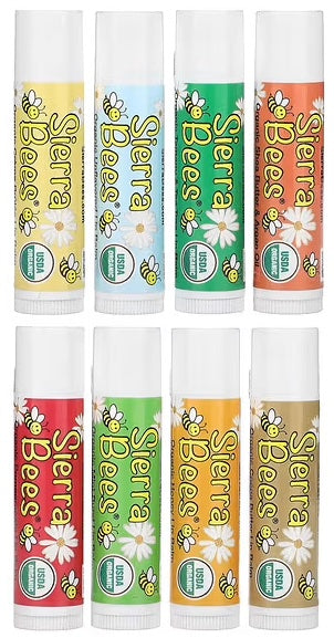 Sierra Bees Organic Lip Balms Combo Pack, 8-Pack, 0.15 oz (4.25 g) Each