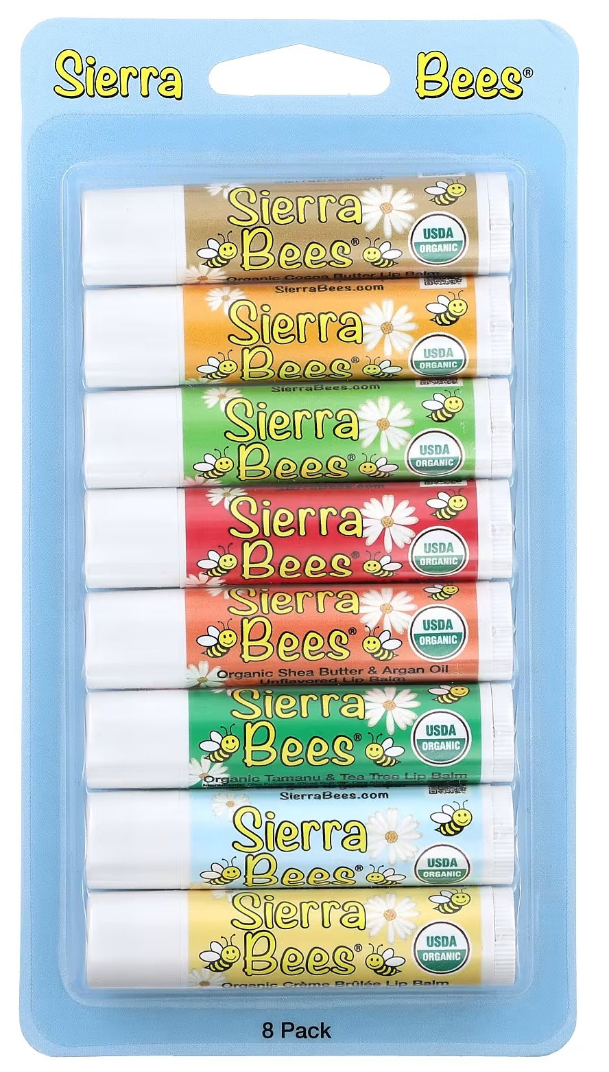 Sierra Bees Organic Lip Balms Combo Pack, 8-Pack, 0.15 oz (4.25 g) Each