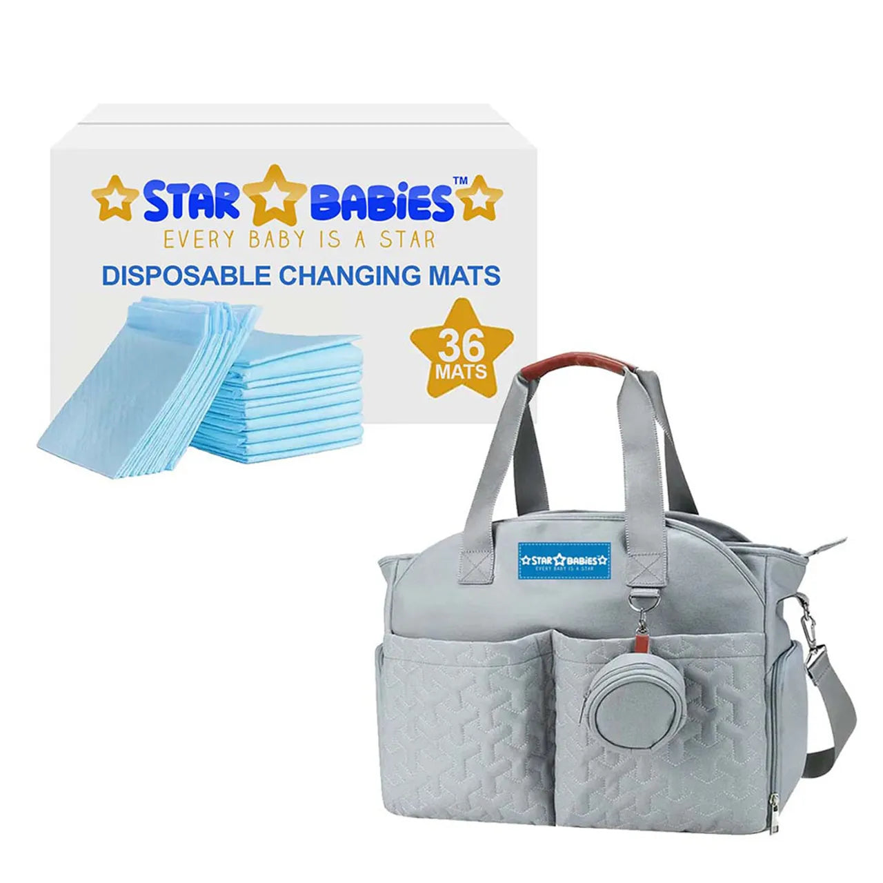 Star Babies - Large Changing Mat - 36pcs With Diaper Bag - Blue